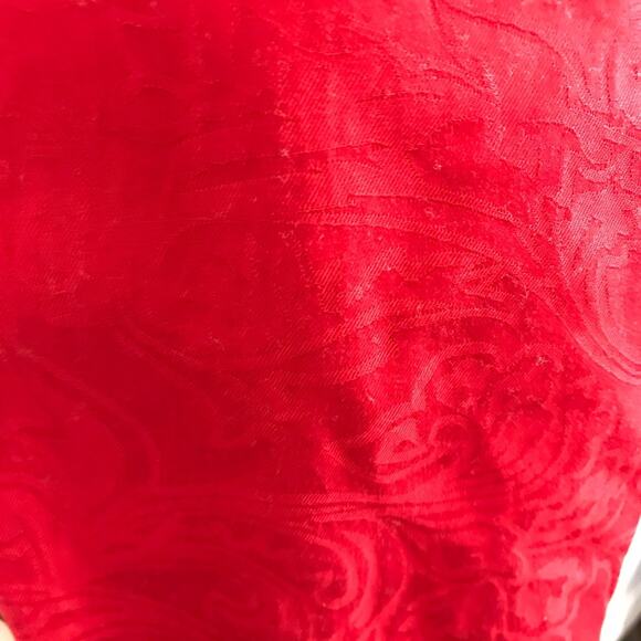 Chico's Red Structured Damask Tunic Button Up Top Sz 1 Medium - Picture 3 of 6